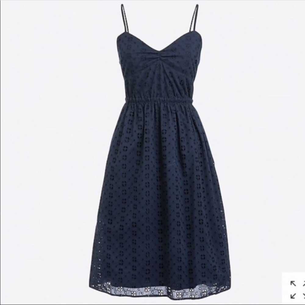 J Crew Navy Eyelet Sundress